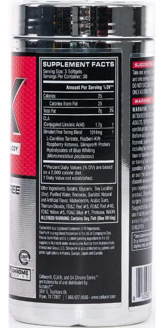 Cellucor CLK Non-Stimulant Fat Burner for Weight Loss with CLA, Conjugated Linoleic Acid, Raspberry Ketones, L-Carnitine, 90 Softgels