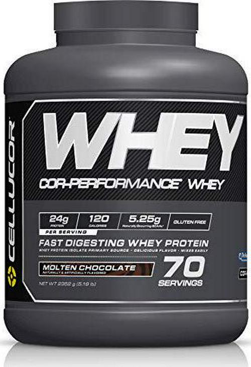 Cellucor COR-Performance Protein Powder Molten Chocolate 5lb. | 100% Gluten Free + Low Fat Post Workout Muscle Growth Drink for Men and Women | 70 Servings, 5.19 lb, 83.04 oz