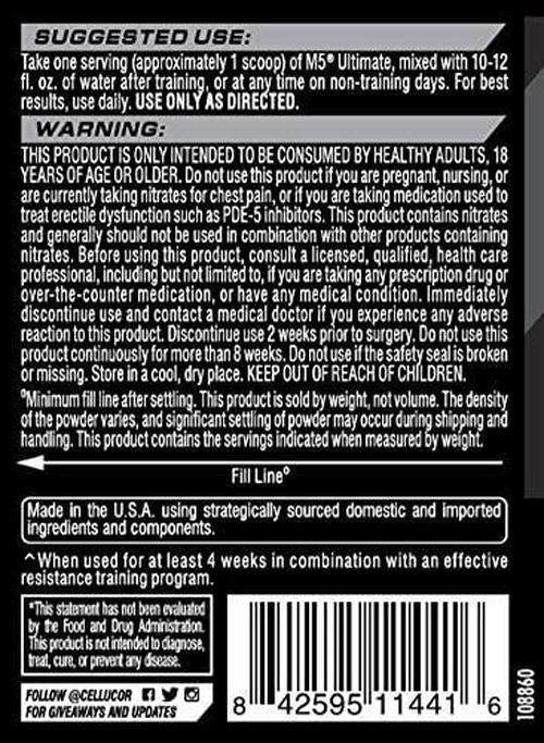 Cellucor M5 Ultimate Post Workout Powder Fruit Punch, Muscle and Strength Building Supplement, Creatine Monohydrate + Creatine Nitrate + Creatine HCL + HMB, 20 Servings, 8.6 Ounce