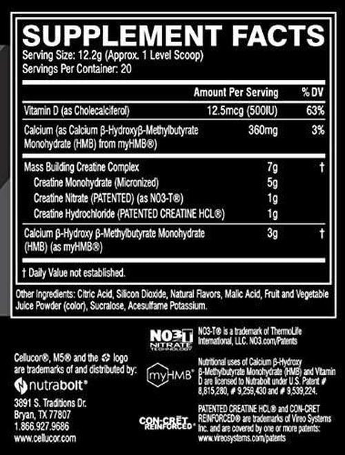 Cellucor M5 Ultimate Post Workout Powder Fruit Punch, Muscle and Strength Building Supplement, Creatine Monohydrate + Creatine Nitrate + Creatine HCL + HMB, 20 Servings, 8.6 Ounce