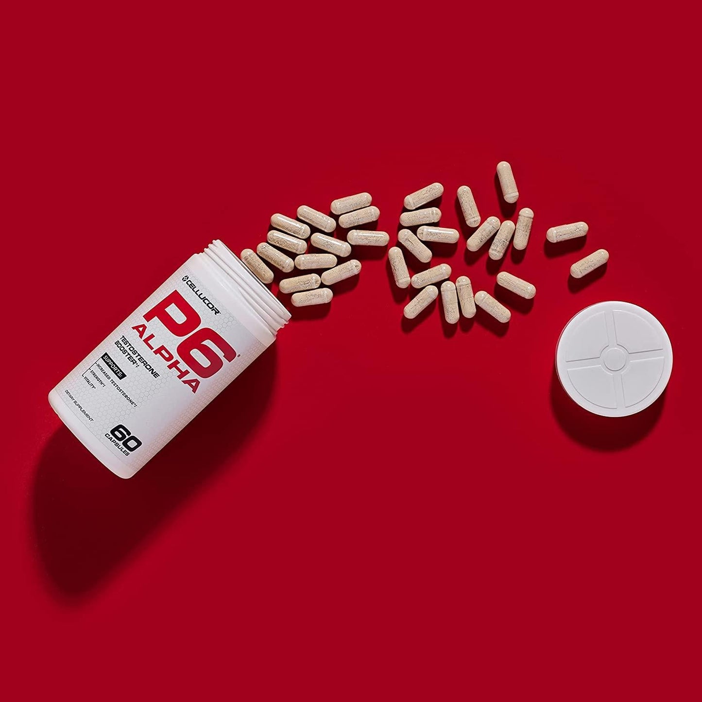 Cellucor P6 Alpha Testosterone Booster for Men - Boost Lean Muscle Growth and Strength | Natural Test Booster Supplement w/ TESTFACTOR, DIM and Fenugreek - 60 Veggie Capsules