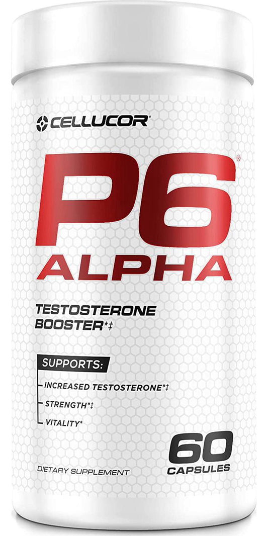 Cellucor P6 Alpha Testosterone Booster for Men - Boost Lean Muscle Growth and Strength | Natural Test Booster Supplement w/ TESTFACTOR, DIM and Fenugreek - 60 Veggie Capsules