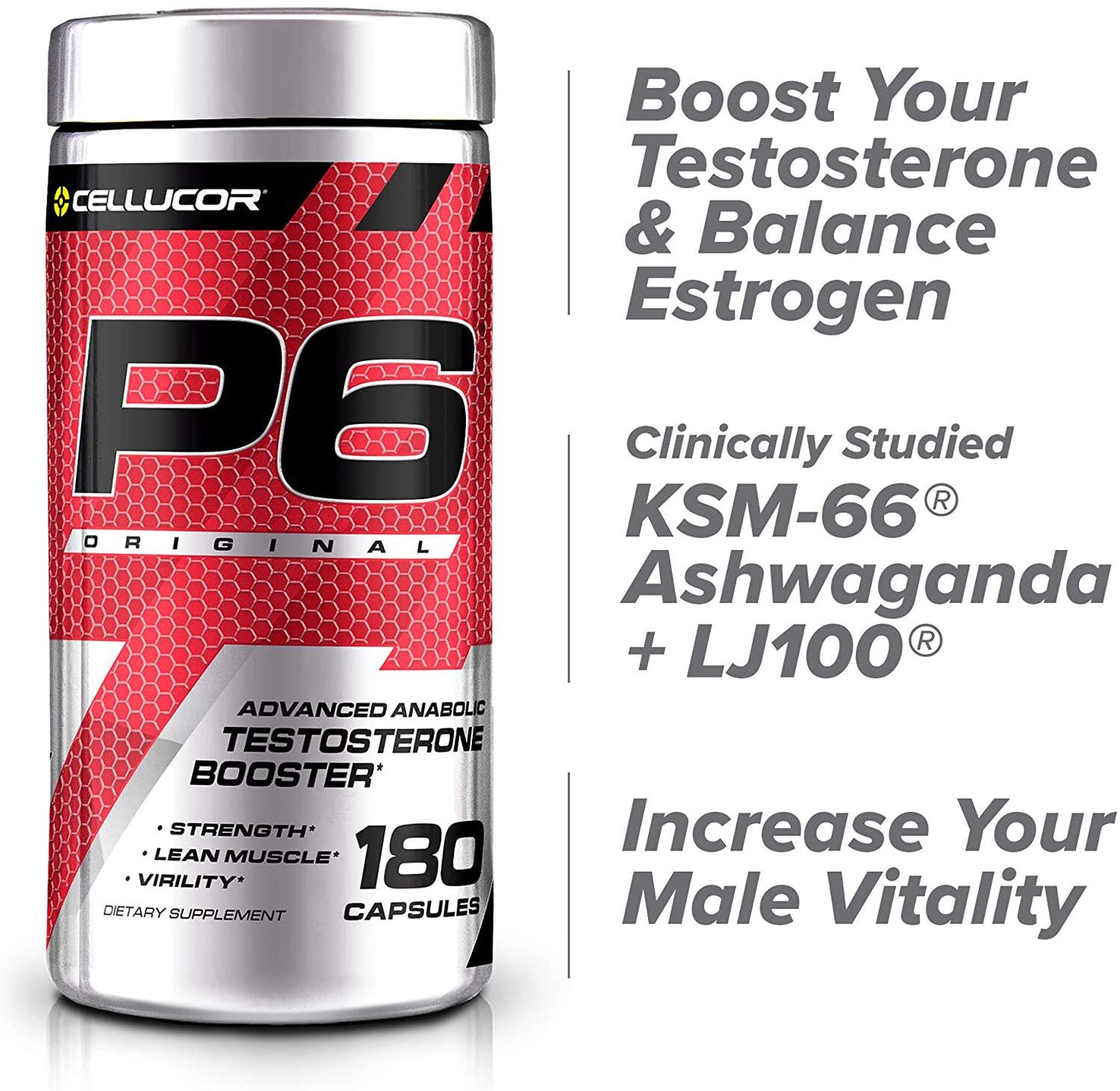 Cellucor, P6 Original, Ergogenic Testosterone Support, 180 Capsules