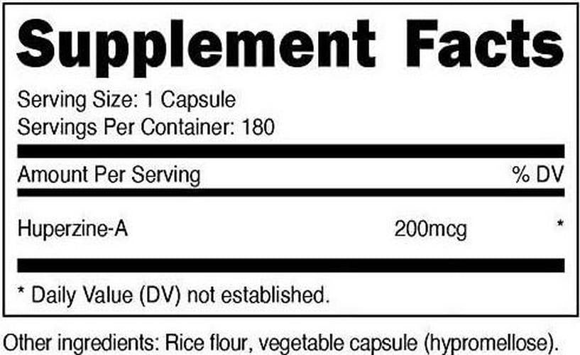 Cellusyn Labs Huperzine-A 180 Capsules - 200 MCG of Huperzine-A Extract Per Serving