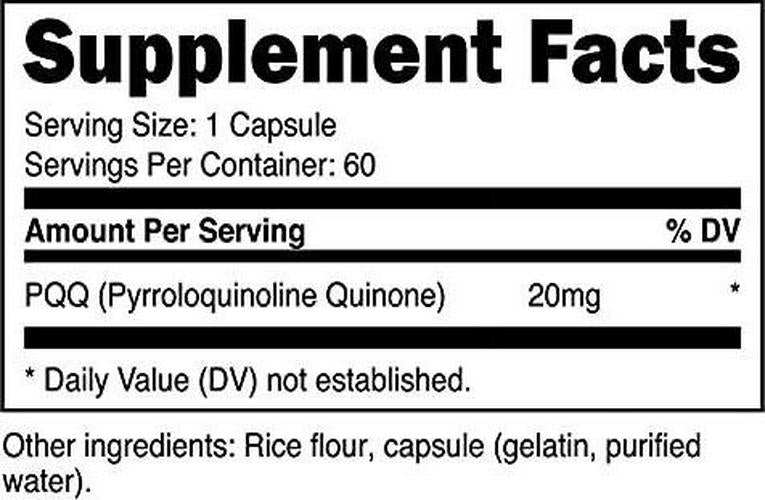 Cellusyn Labs PQQ (Pyrroloquinoline Quinone) 20mg, 60 Capsules