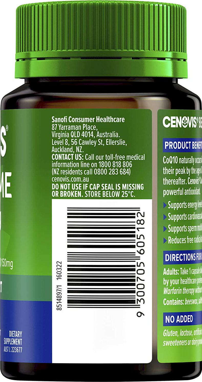 Cenovis Co-Enzyme Q10 150mg - A Powerful Antioxidant - Supports Energy Levels - Supports Heart Health, 90 Capsules