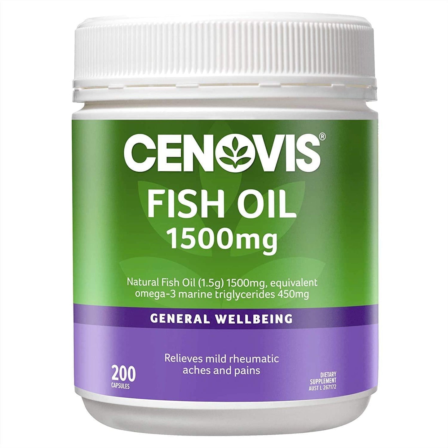 Cenovis Fish Oil 1500Mg - Relieves Mild Rheumatic Pains - Supports Brain Function - Supports General Health, 200 Capsules