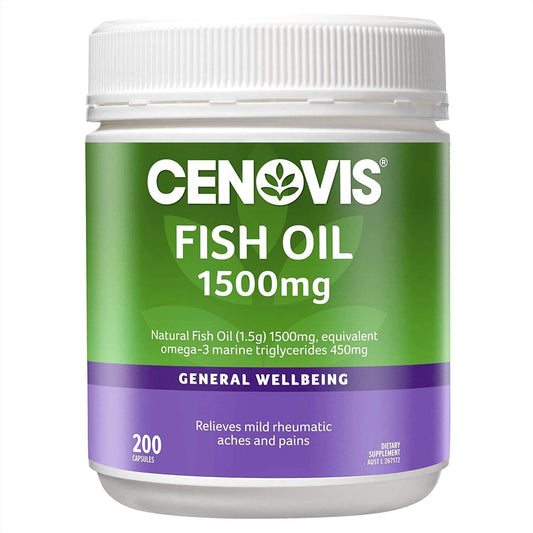 Cenovis Fish Oil 1500Mg - Relieves Mild Rheumatic Pains - Supports Brain Function - Supports General Health, 200 Capsules