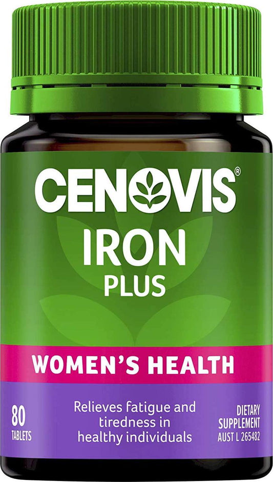 Cenovis Iron Plus Tablets, Assists Absorption, Supports Energy Levels, Relieves Fatigue, Mostly Green, 80 Count (Pack of 1)