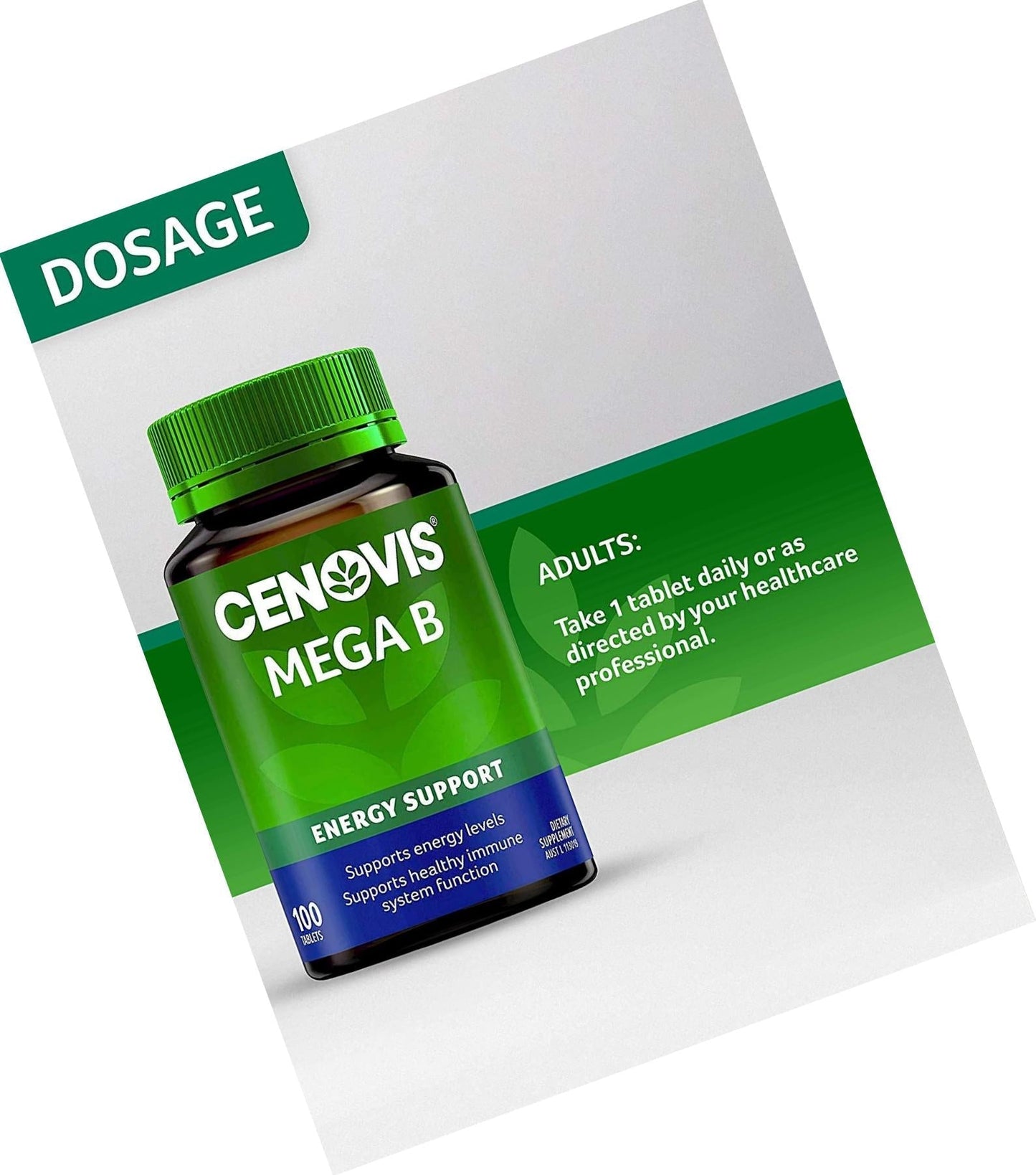 Cenovis Mega Vitamin B Tablets with B3, B6, B12 + Biotin for Energy, 100 Tablets