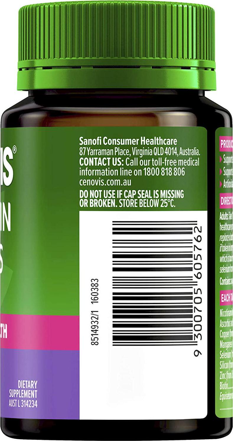 Cenovis Supports Collagen Formation and Maintains Healthy Hair, Skin and Nails, Mostly Green, 60 Count