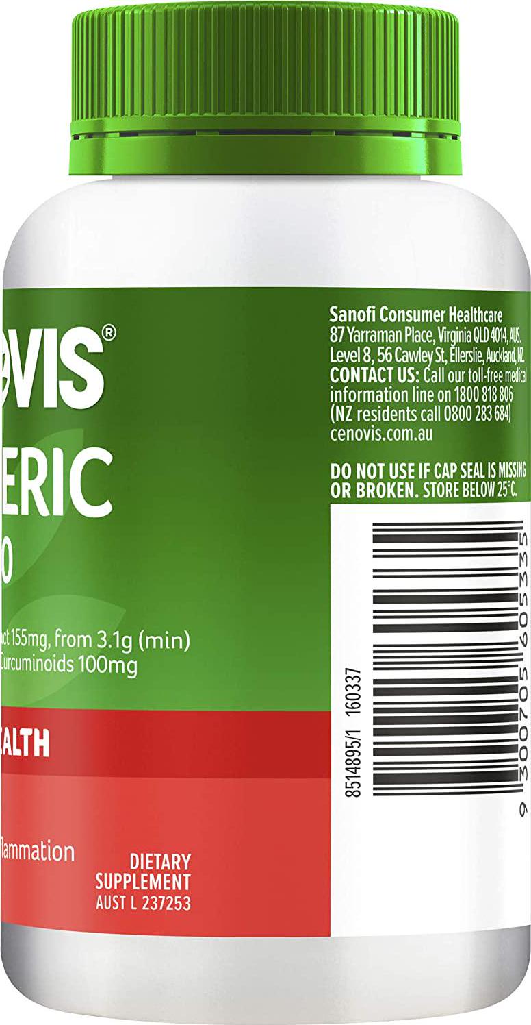 Cenovis Turmeric 3100 with Curcuminoids for Joint Health, Relieve mild joint pain and inflammation, Support liver health used in traditional western herbal medicine, 80 Capsules