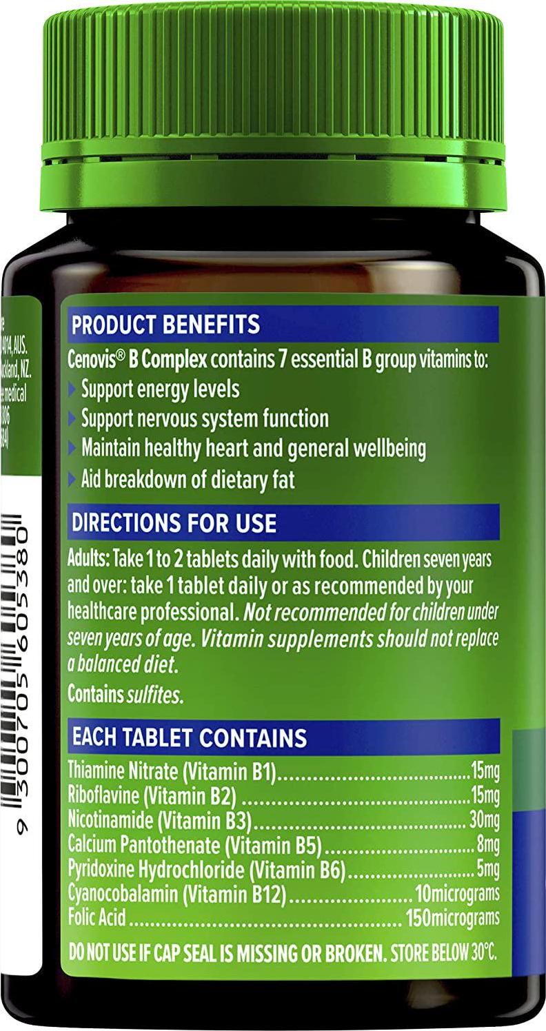 Cenovis Vitamin B Complex with B3, B6 + B12 for Energy, Supports energy levels, 150 Tablets