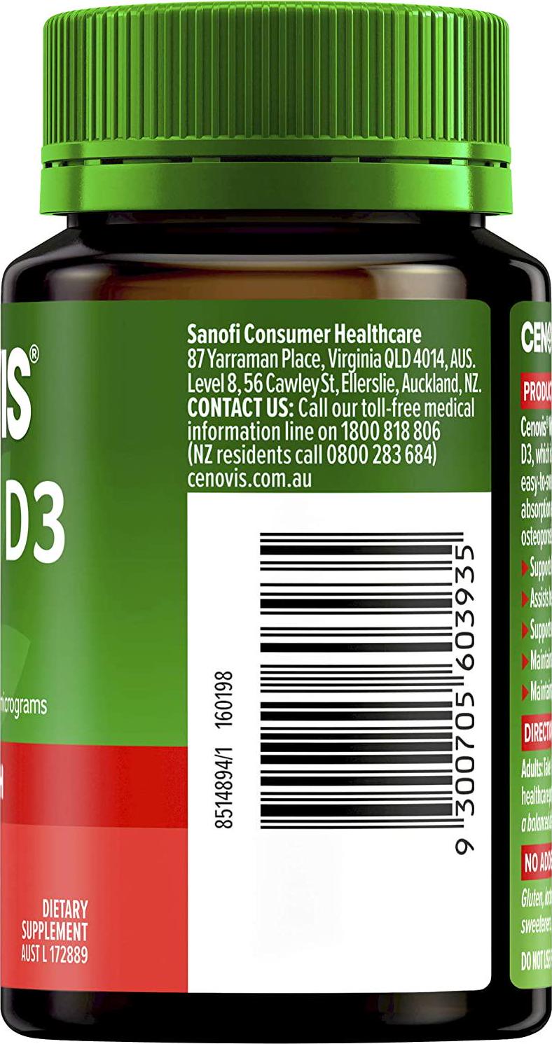 Cenovis Vitamin D3 1000Iu - Helps Calcium Absorption - Supports Bone Strength - Supports Muscle Strength, 200 Tablets