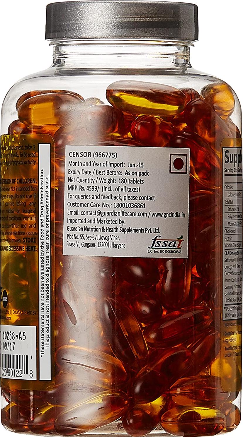 Censor - Fat Loss and Body Toner with CLA, Fish Oil, Safflower and Omega 3-6-9 Blend - Dietary Supplement for Improved Energy, Metabolism and Health - 180 Softgels