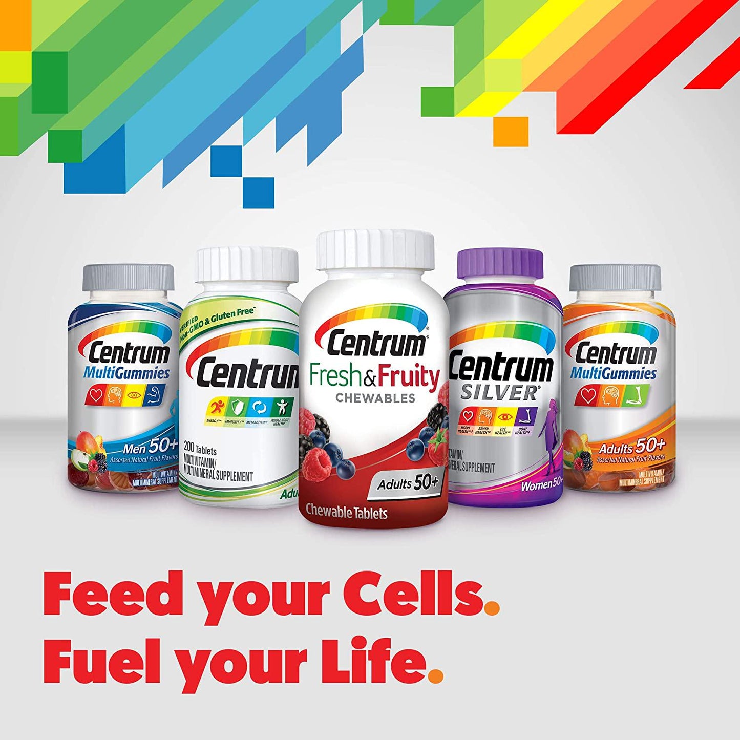 Centrum Adults 50+ Fresh and Fruity Chewables Multivitamin, Multimineral Supplement, Mixed Berry, 60 Count