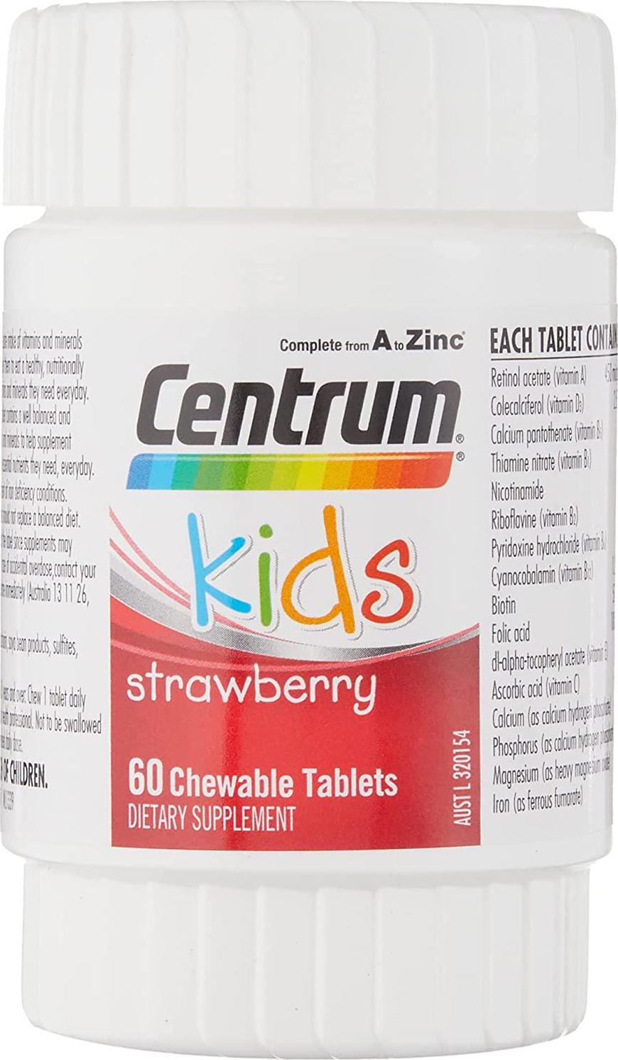 Centrum Kids Chewable Strawberry Tablets, Multi, 60 count