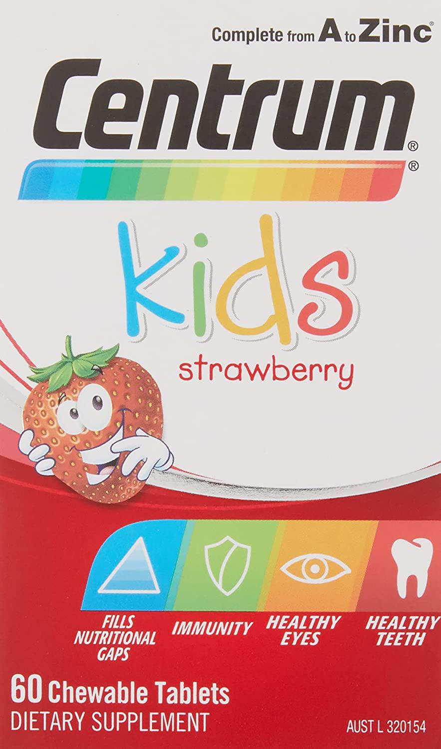 Centrum Kids Chewable Strawberry Tablets, Multi, 60 count