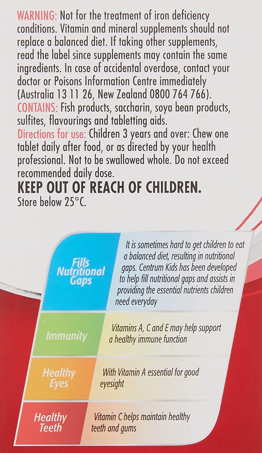 Centrum Kids Chewable Strawberry Tablets, Multi, 60 count