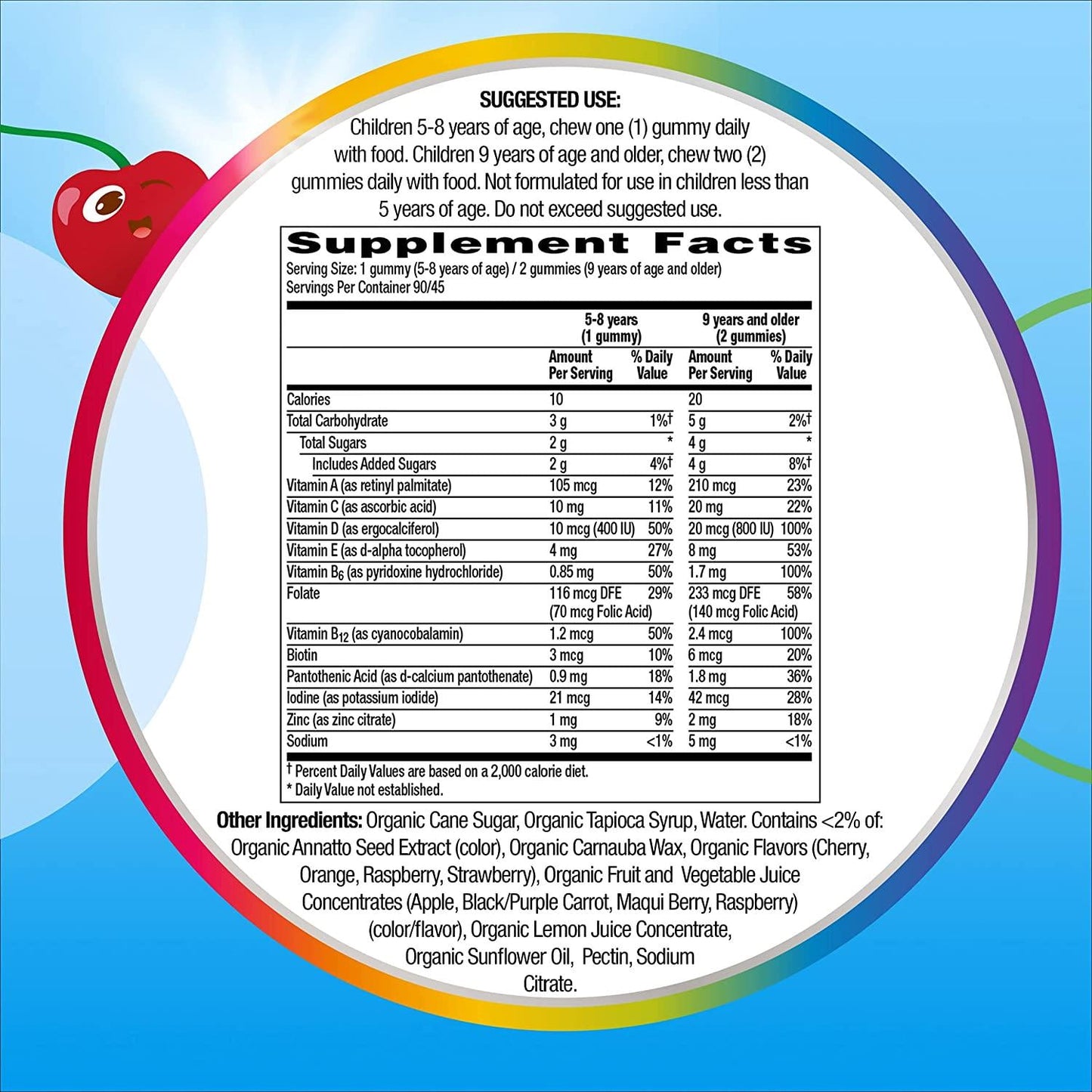 Centrum Kids' Organic Multigummies, Kids Multivitamin Gummies, Organic Multivitamin for Kids with Essential Nutrients for Immune Support, Muscle Function, and Brain Health(2) - 90 Count