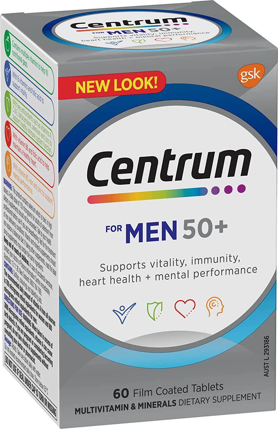 Centrum Multivitamin Tablets for 50+ Men's, 60 Count