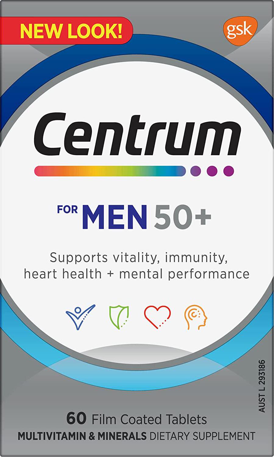 Centrum Multivitamin Tablets for 50+ Men's, 60 Count