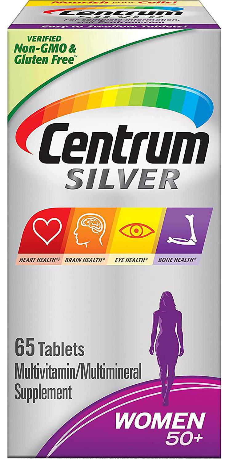 Centrum Silver Multivitamin for Women 50 Plus, Multivitamin/Multimineral Supplement with Vitamin D3, B Vitamins, Calcium and Antioxidants - 65 Count