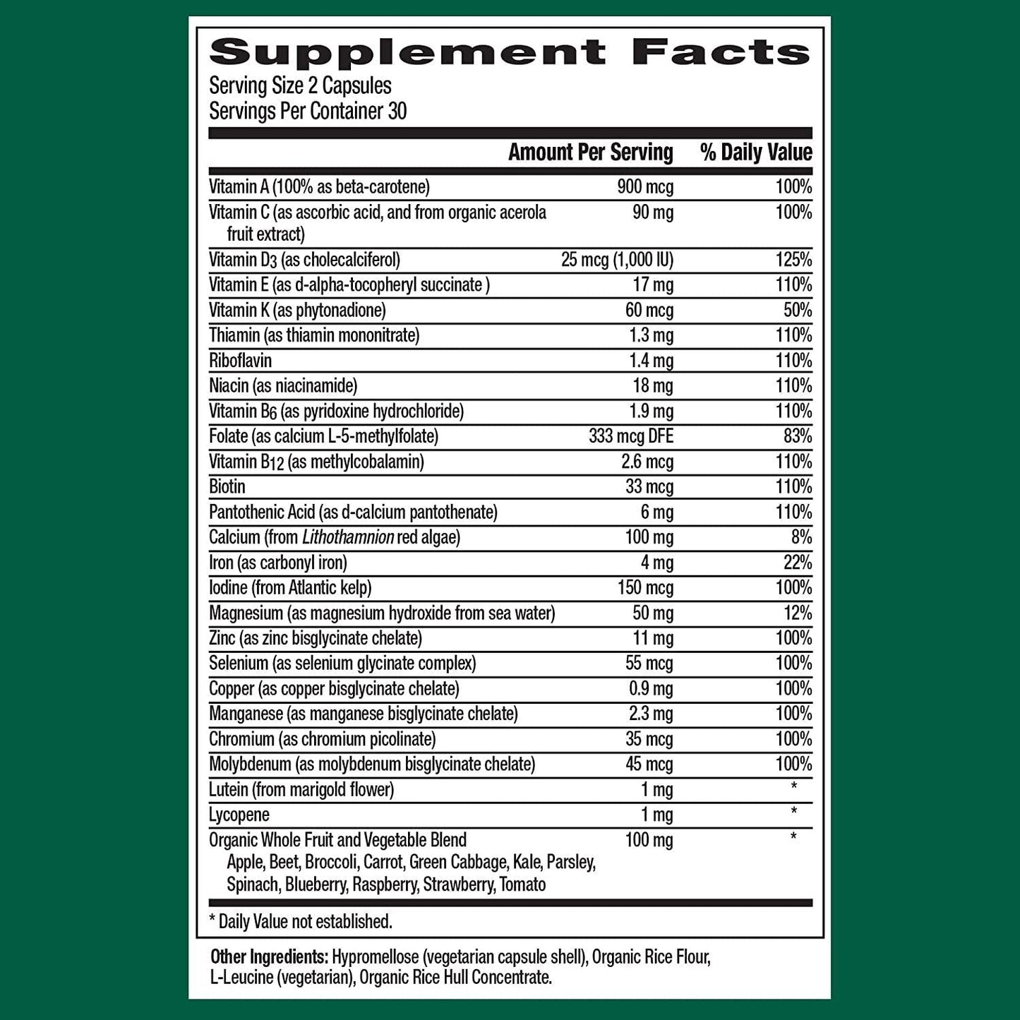 Centrum Whole Food Multivitamin for Men, Vegetarian, Gluten Free Dietary Supplement, 30 Day Supply(60 Capsules)