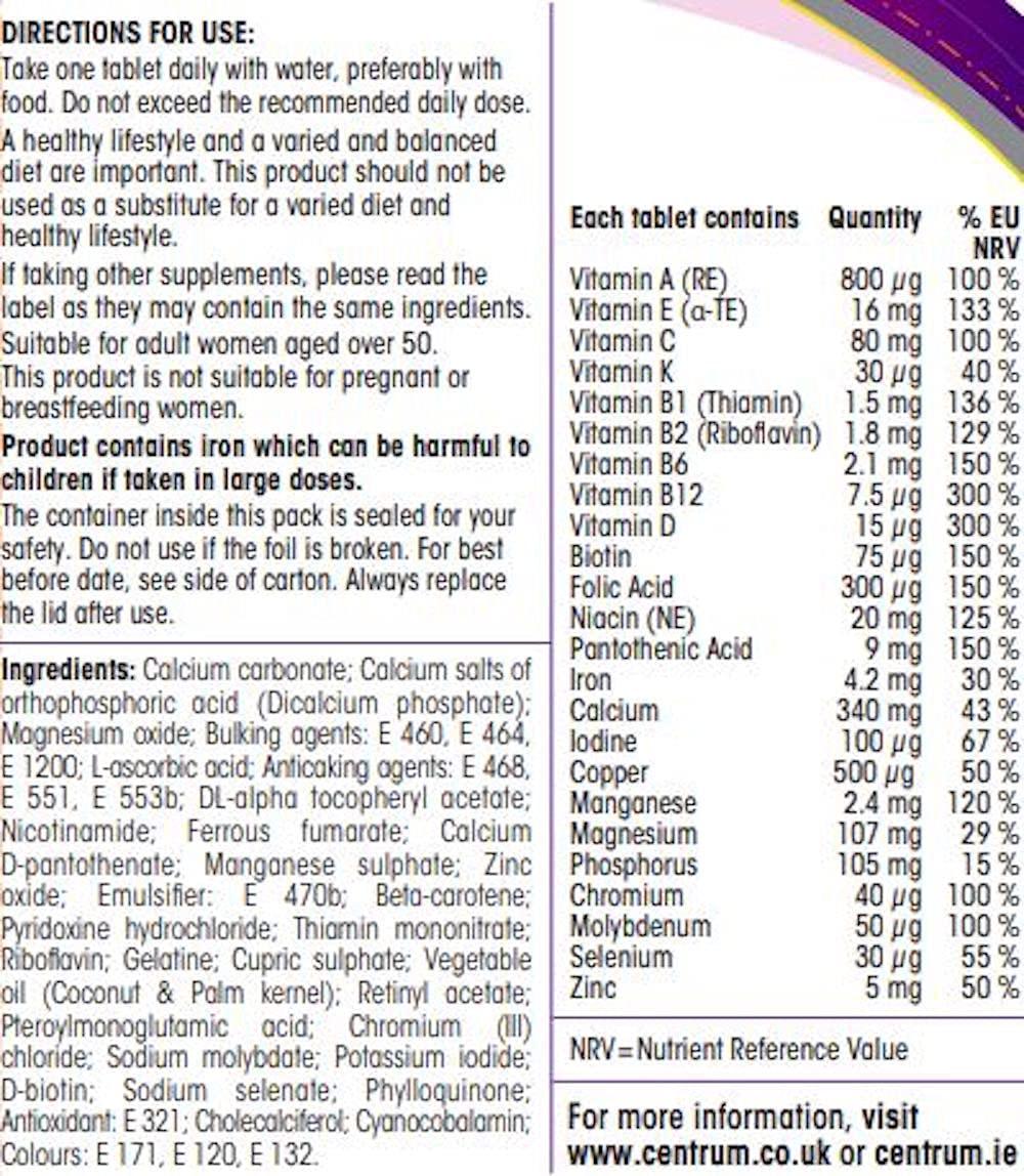 Centrum Women 50 plus - Pack of 30 Tablets