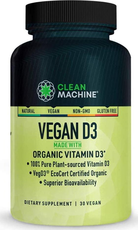 Certified Vegan Plant Based Vitamin D3 4000 IU - Natural D3 Supplement for Optimal Health - 30 Capsules