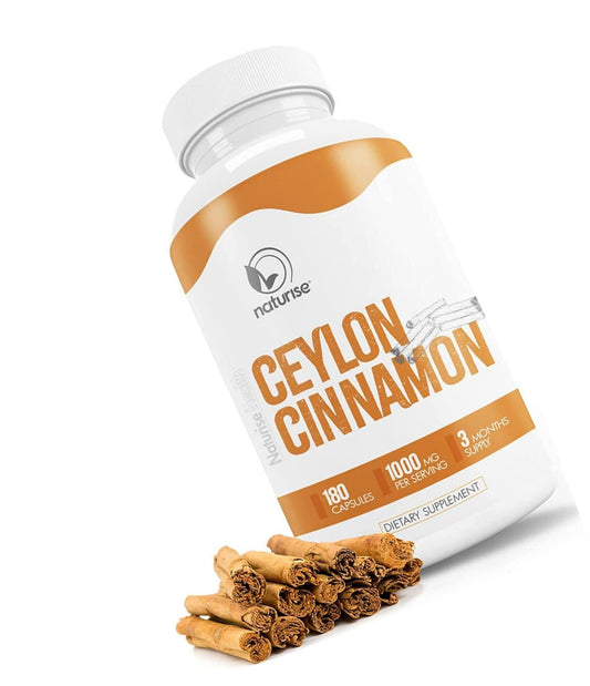 Ceylon Cinnamon Capsules (Made with Organic Cinnamon Powder) Kosher 180 Cinammon Capsules, 1000mg, 90-Day Supply, Non-GMO, Vegan, Healthy Blood Sugar Support Supplements, Helps with Weight Management