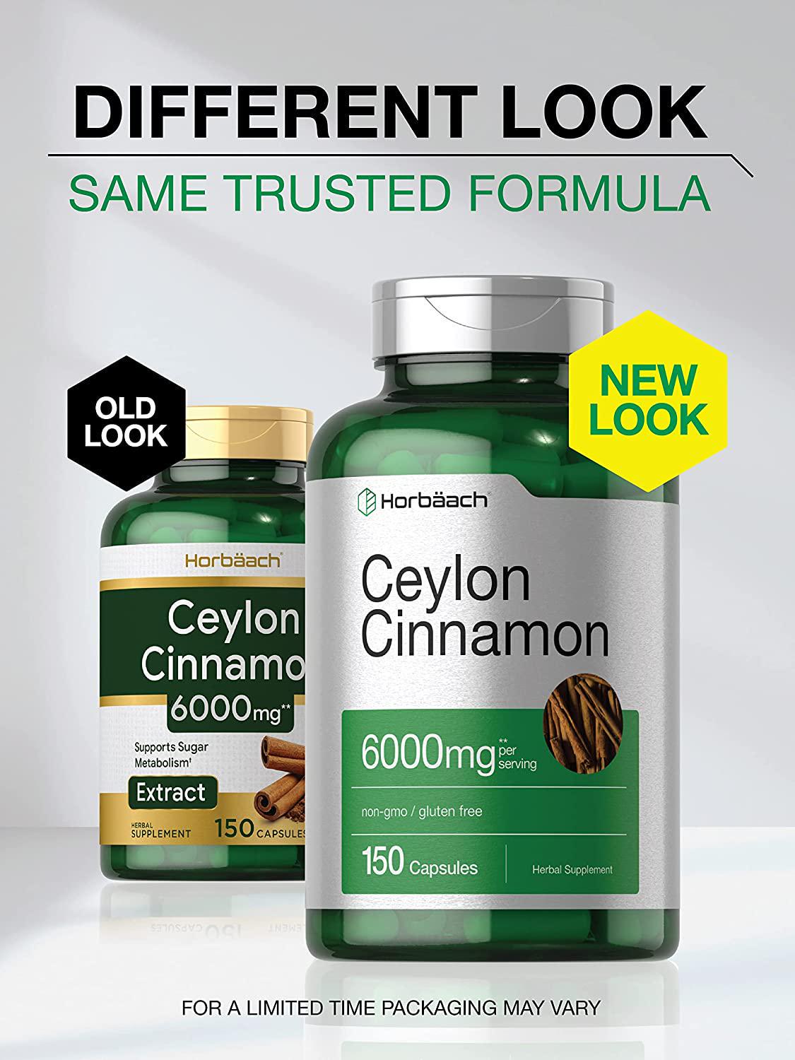 Ceylon Cinnamon Capsules | 2000 mg | 150 Count | Non-GMO and Gluten Free Pills | by Horbaach