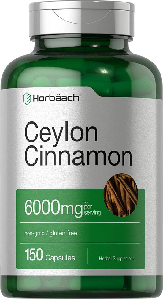 Ceylon Cinnamon Capsules | 2000 mg | 150 Count | Non-GMO and Gluten Free Pills | by Horbaach