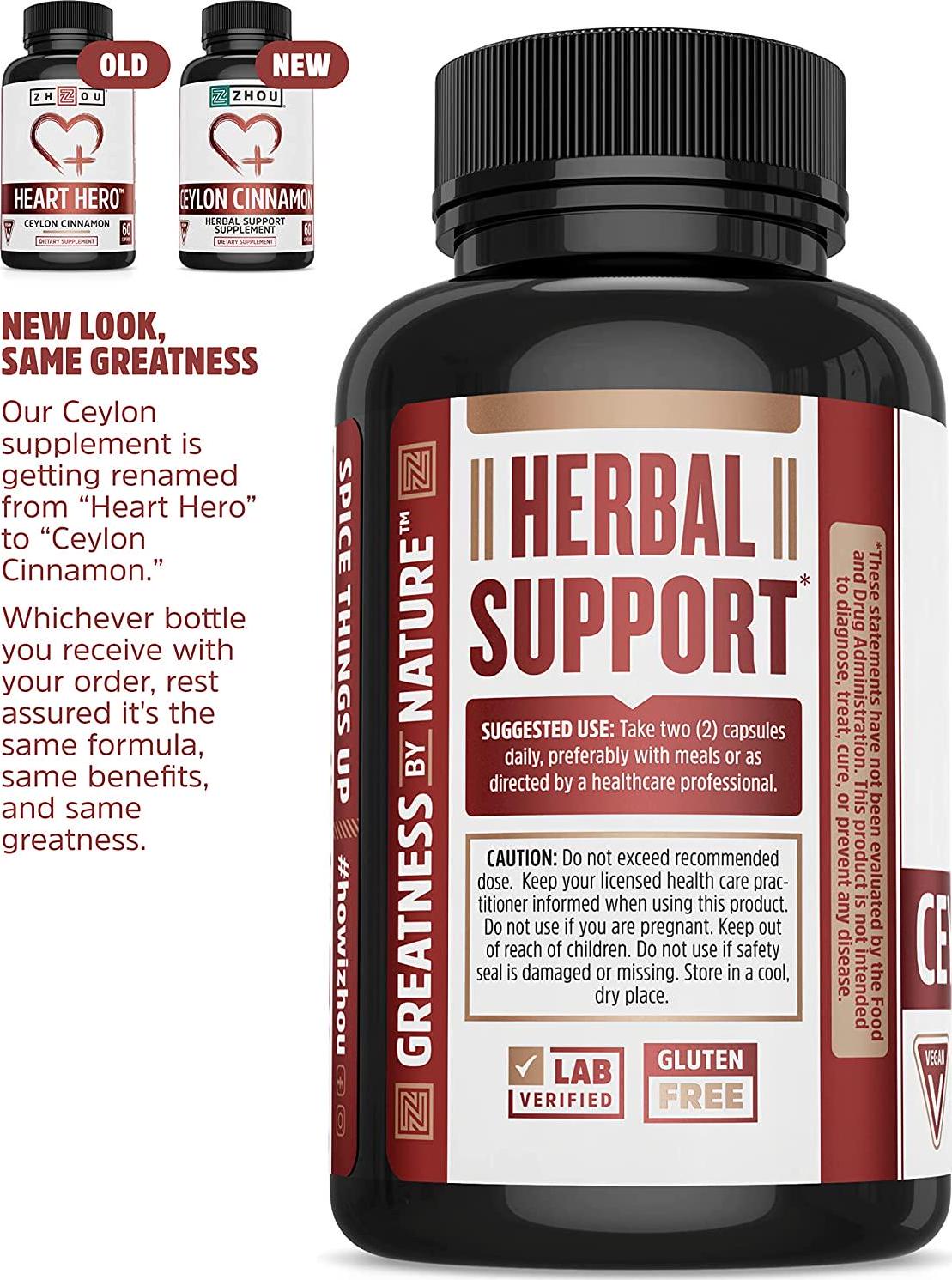 Ceylon Cinnamon Capsules - Designed to Support Blood Sugar, Heart Health and Joint Mobility - ‘ True Cinnamon ’ Native to Sri Lanka - 1200mg per serving