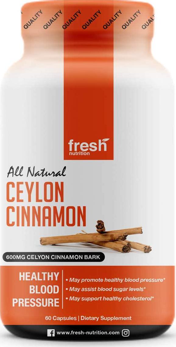 Ceylon Cinnamon Capsules - Blood Pressure Formula Containing Cinnamon Bark Powder and Advanced Blood Pressure Support Complex - Hawthorn Extract - Berberine HCI - Chromium Picolinate and Vitamin D3