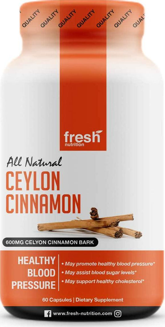Ceylon Cinnamon Capsules - Blood Pressure Formula Containing Cinnamon Bark Powder and Advanced Blood Pressure Support Complex - Hawthorn Extract - Berberine HCI - Chromium Picolinate and Vitamin D3