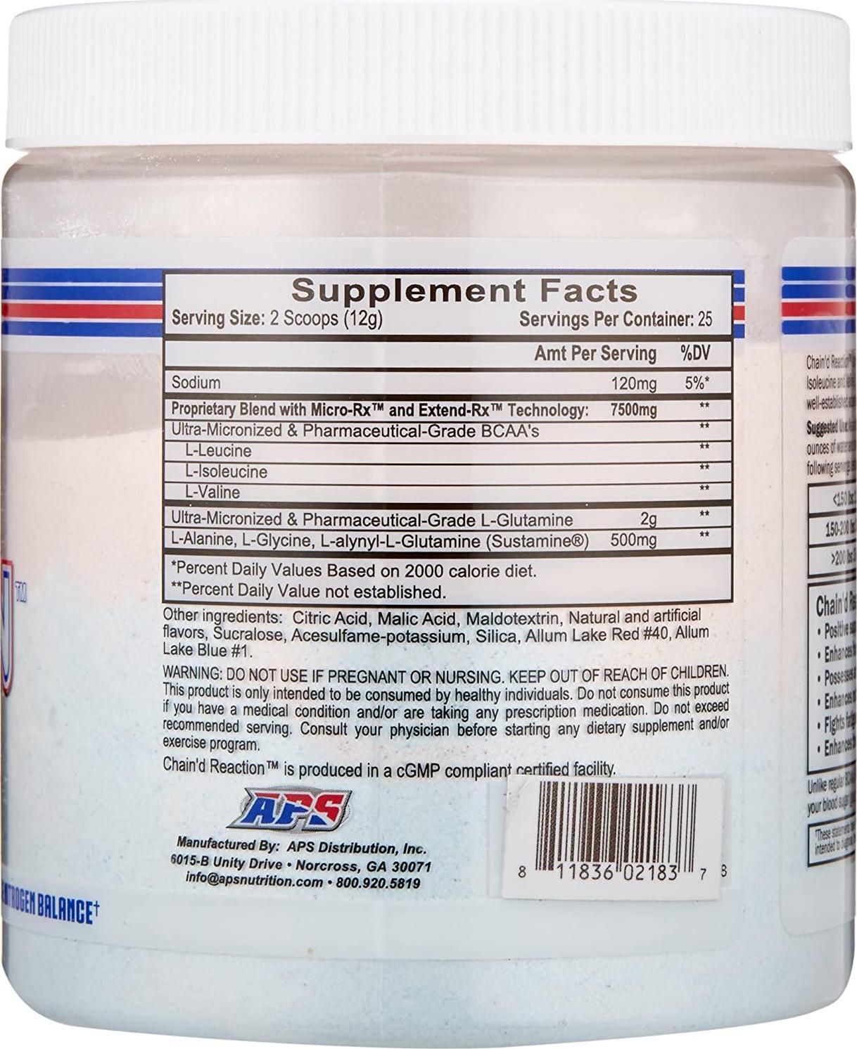 Chain'd Reaction BCAA Powder - Muscle Building Amino Acid Recovery Aid for More Strength and Size, Rocket Pop, 300 Gram