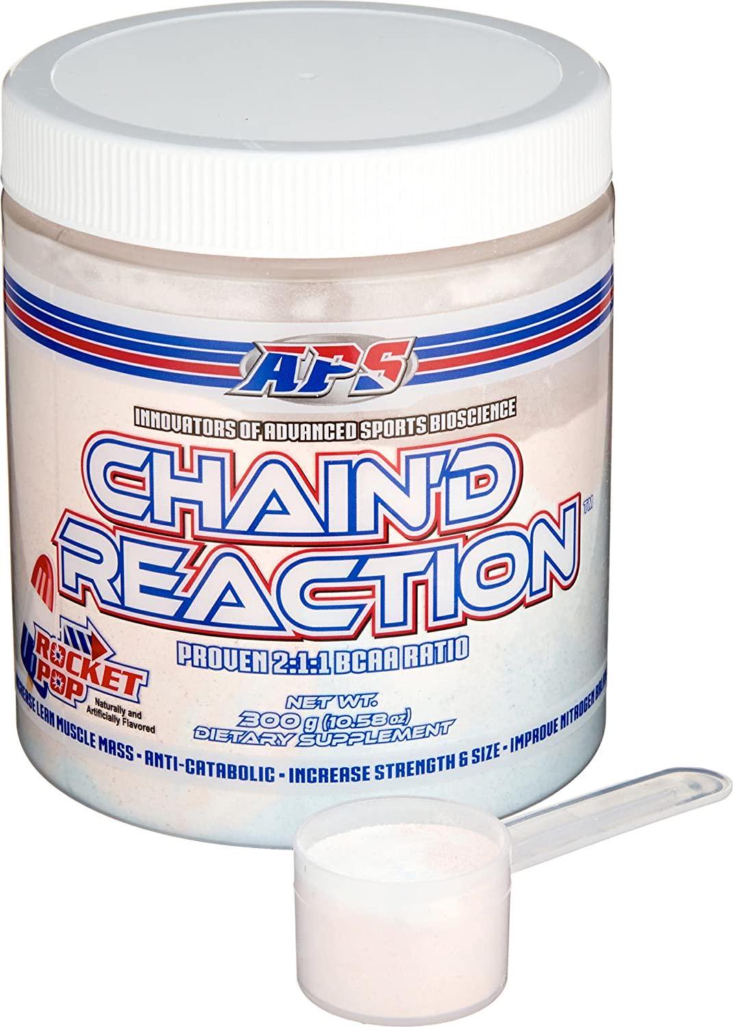 Chain'd Reaction BCAA Powder - Muscle Building Amino Acid Recovery Aid for More Strength and Size, Rocket Pop, 300 Gram