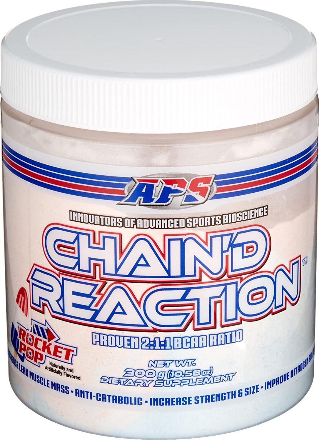 Chain'd Reaction BCAA Powder - Muscle Building Amino Acid Recovery Aid for More Strength and Size, Rocket Pop, 300 Gram