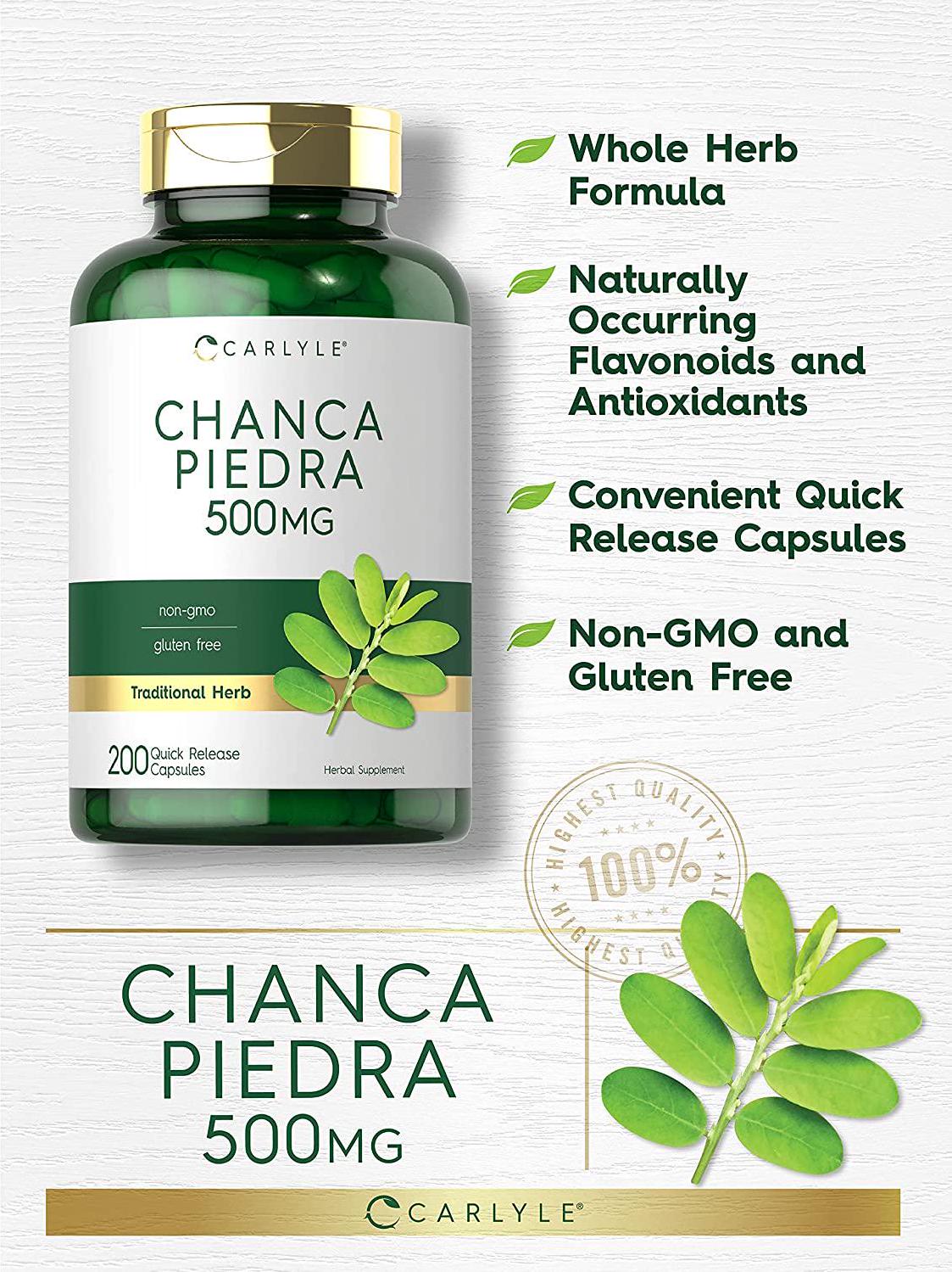 Chanca Piedra | 500mg | 200 Capsules | Non-GMO and Gluten Free Traditional Herb Formula | by Carlyle
