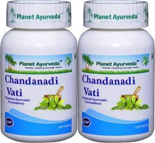 Chandanadi Vati - 2 Bottles (Each 120 Tablets, 500mg) - Ayurvedic Remedy by Planet Ayurveda (in USA)