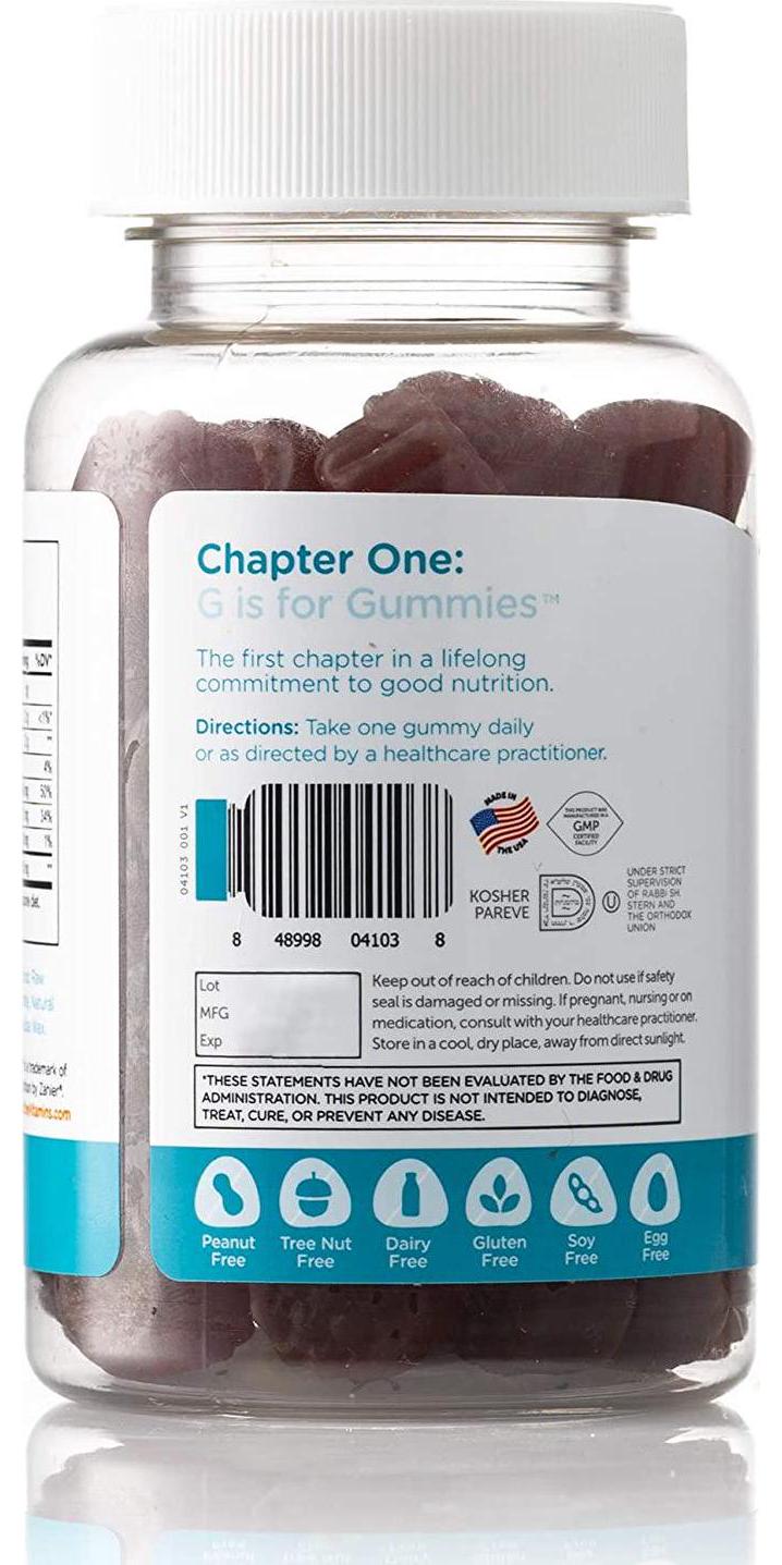 Chapter One Immune Support Gummies, Elderberry, Zinc and Vitamin C, Certified Kosher, 60 Flavored Gummies