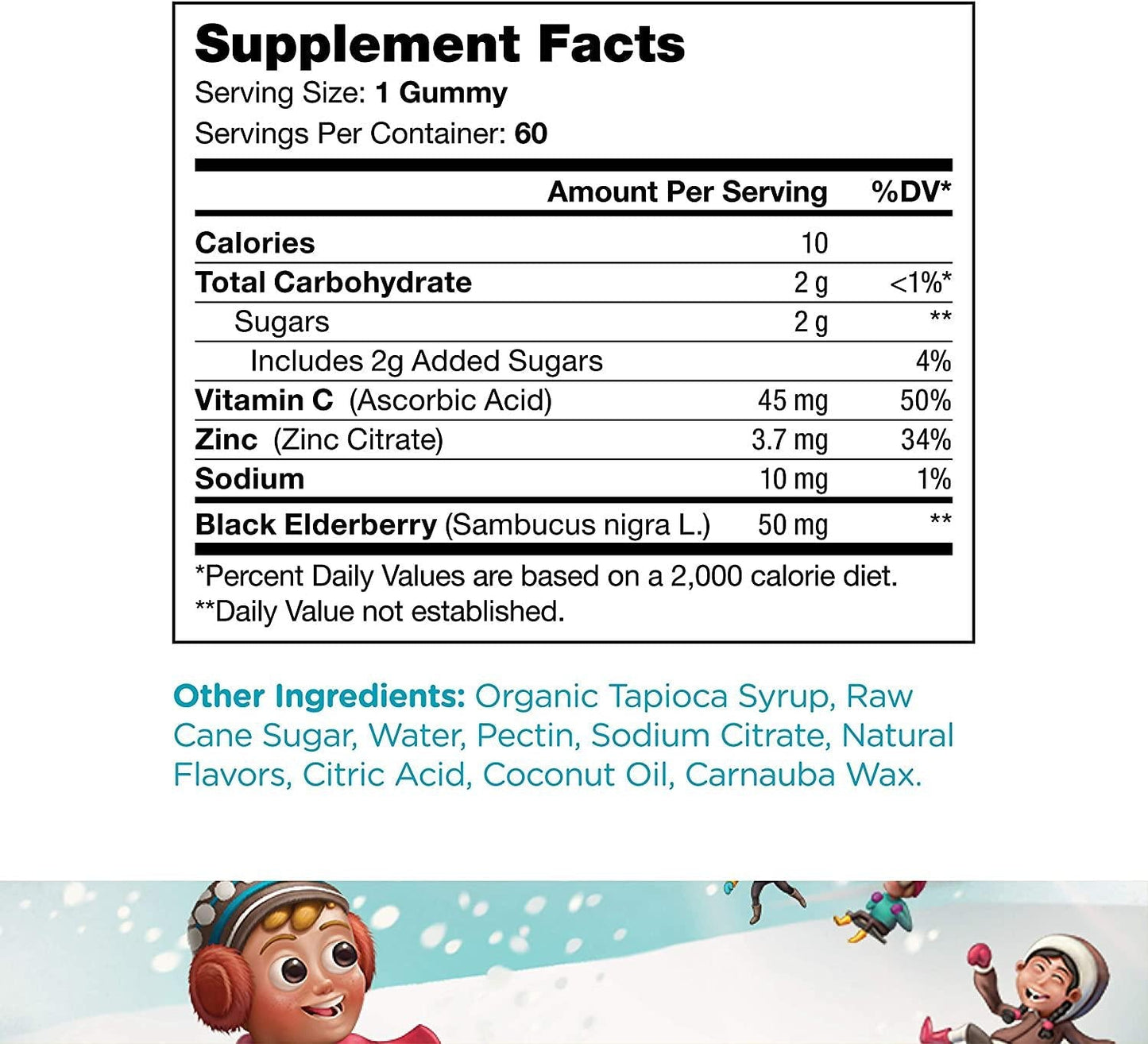 Chapter One Immune Support Gummies, Elderberry, Zinc and Vitamin C, Certified Kosher, 60 Flavored Gummies