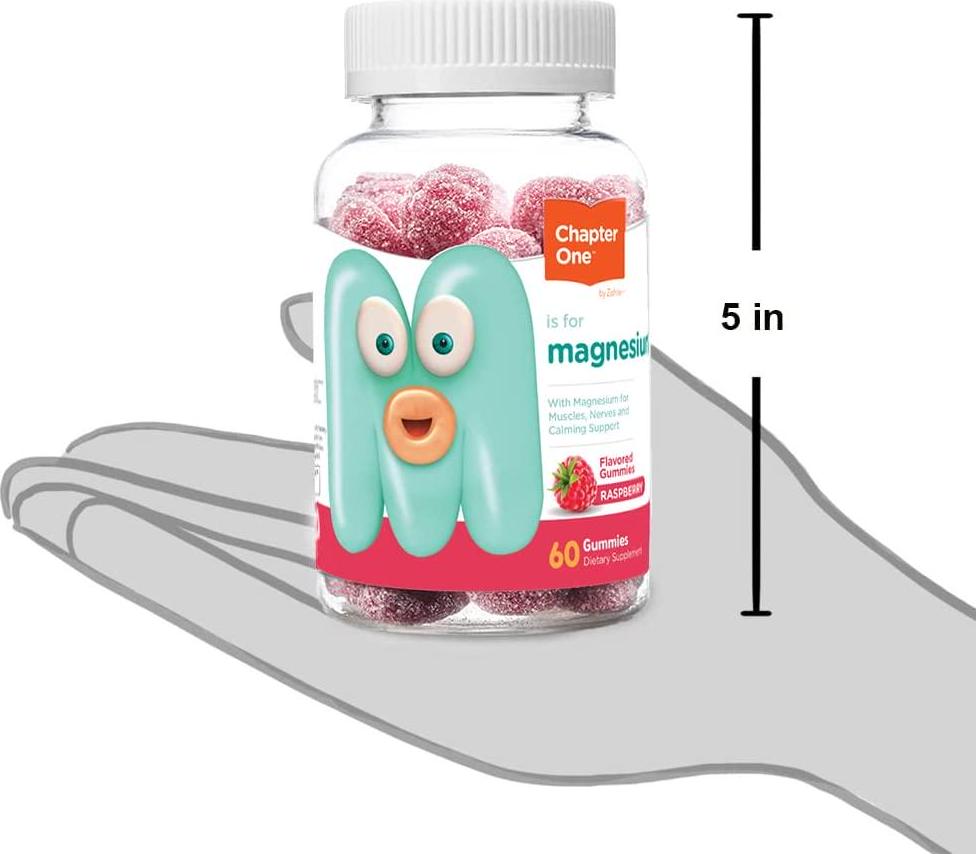 Chapter One Magnesium Gummies, Great Tasting Magnesium for Kids, Calm Kids Magnesium, Magnesium Gummies for Women and Men, Certified Kosher, (60 Flavored Gummies)