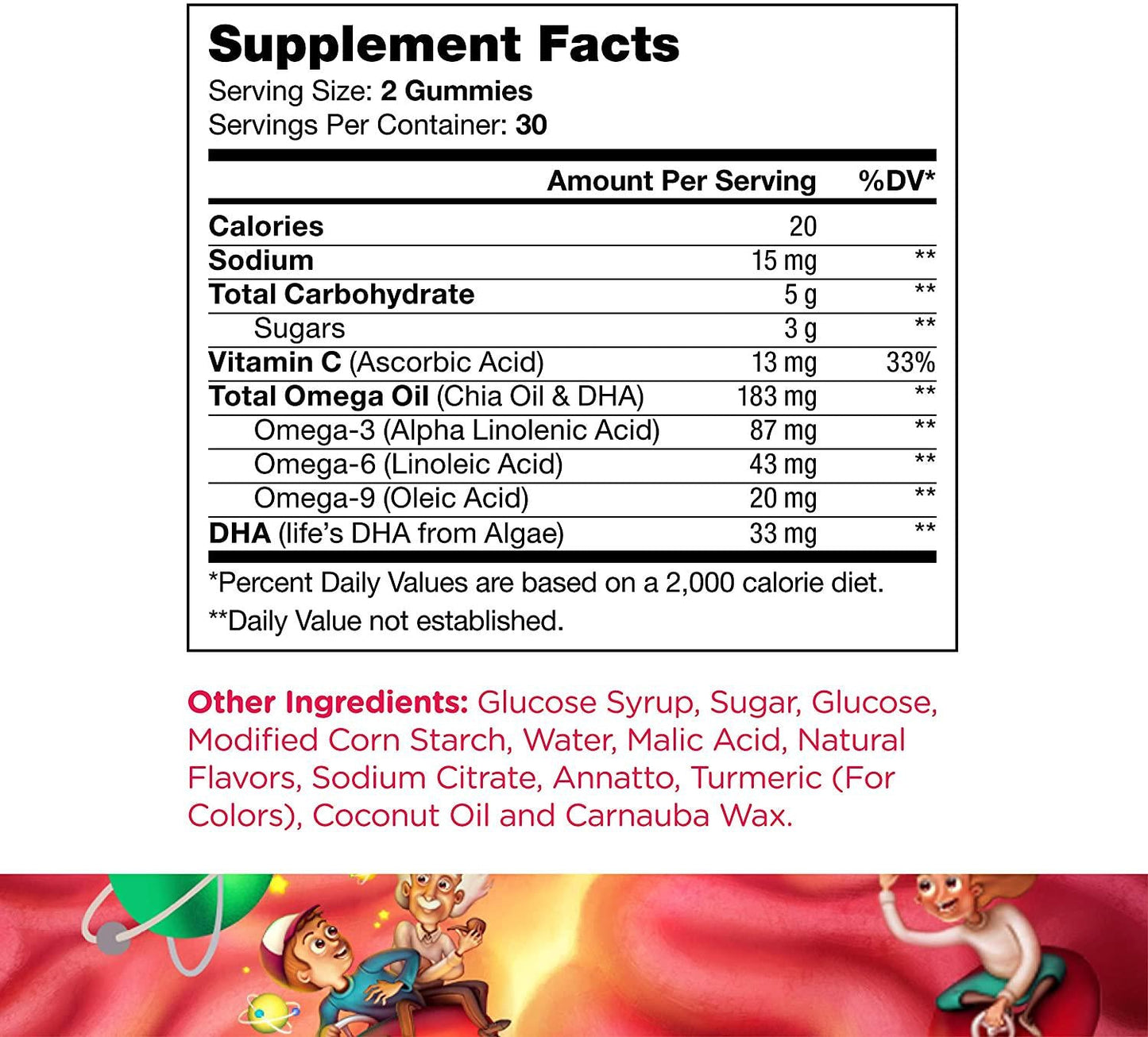 Chapter One Omega 3 Gummies, Chewable Omega Gummies with DHA and EPA, Certified Kosher, 60 Flavored Gummies