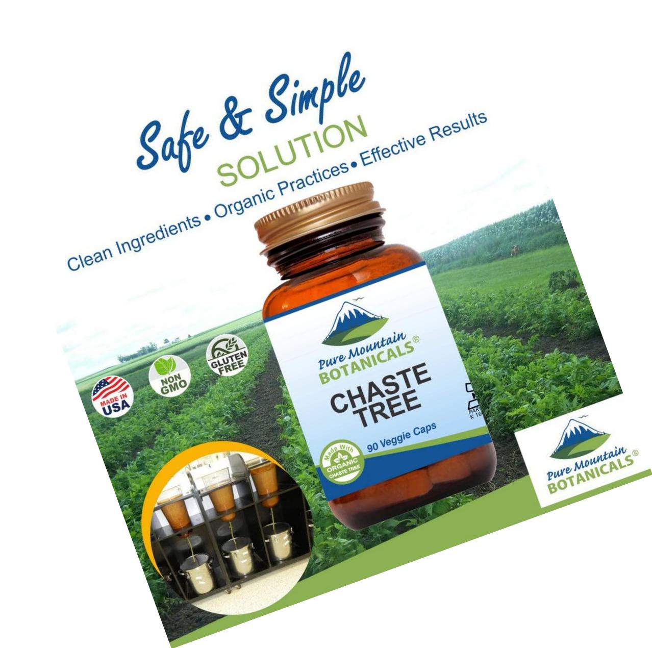Chaste Tree Berry Capsules - 90 Kosher Vegan Caps with 400mg Organic Chasteberry