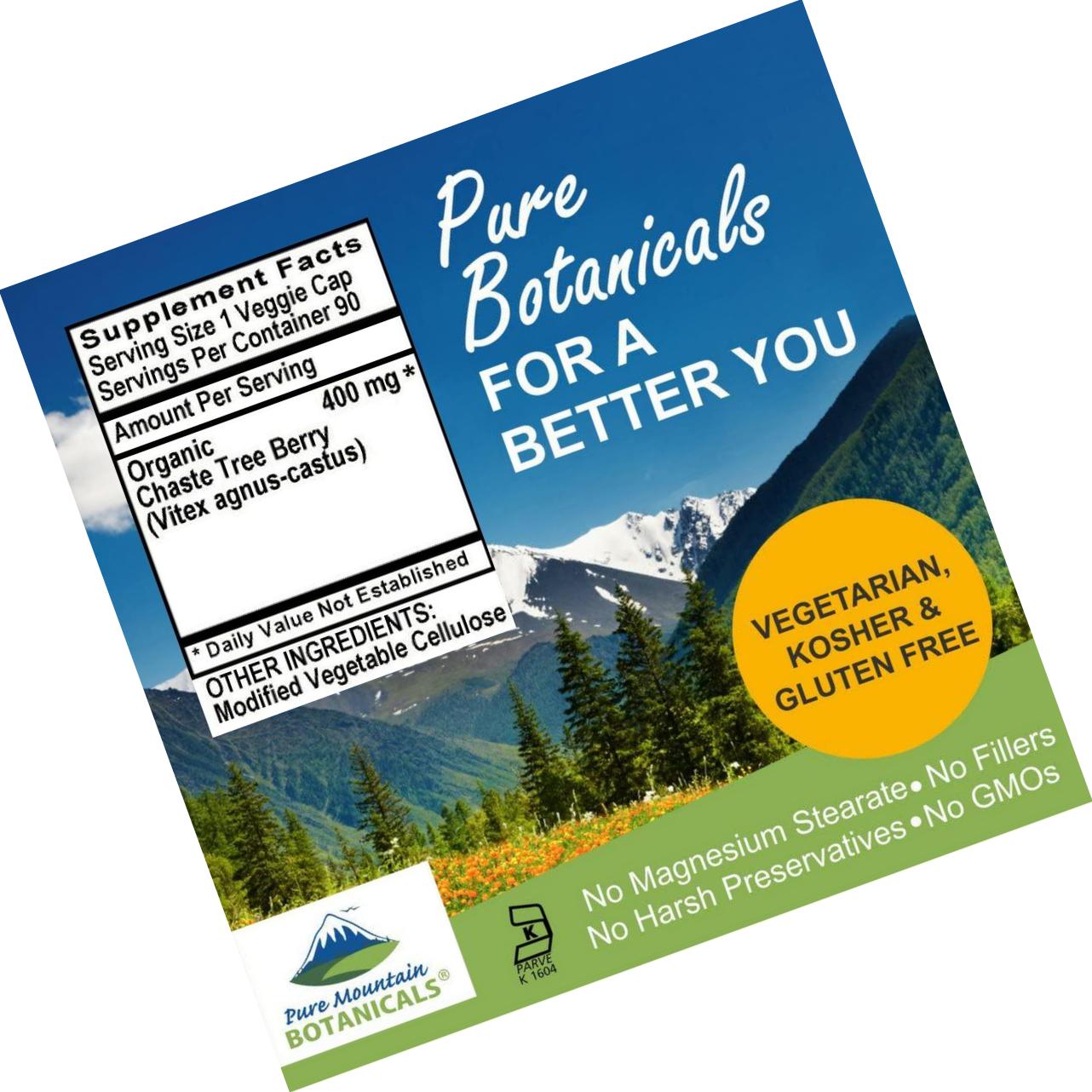 Chaste Tree Berry Capsules - 90 Kosher Vegan Caps with 400mg Organic Chasteberry