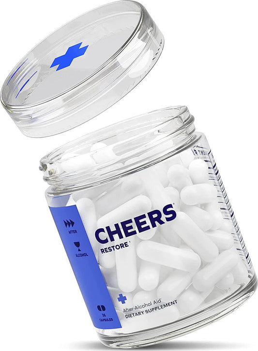 Cheers Restore Dihydromyricetin (DHM) Supplement - Reduces GABAa Rebound, Supports The Liver, Increases Acetaldehyde Metabolism. Feel Great After Drinking. (12 Doses)