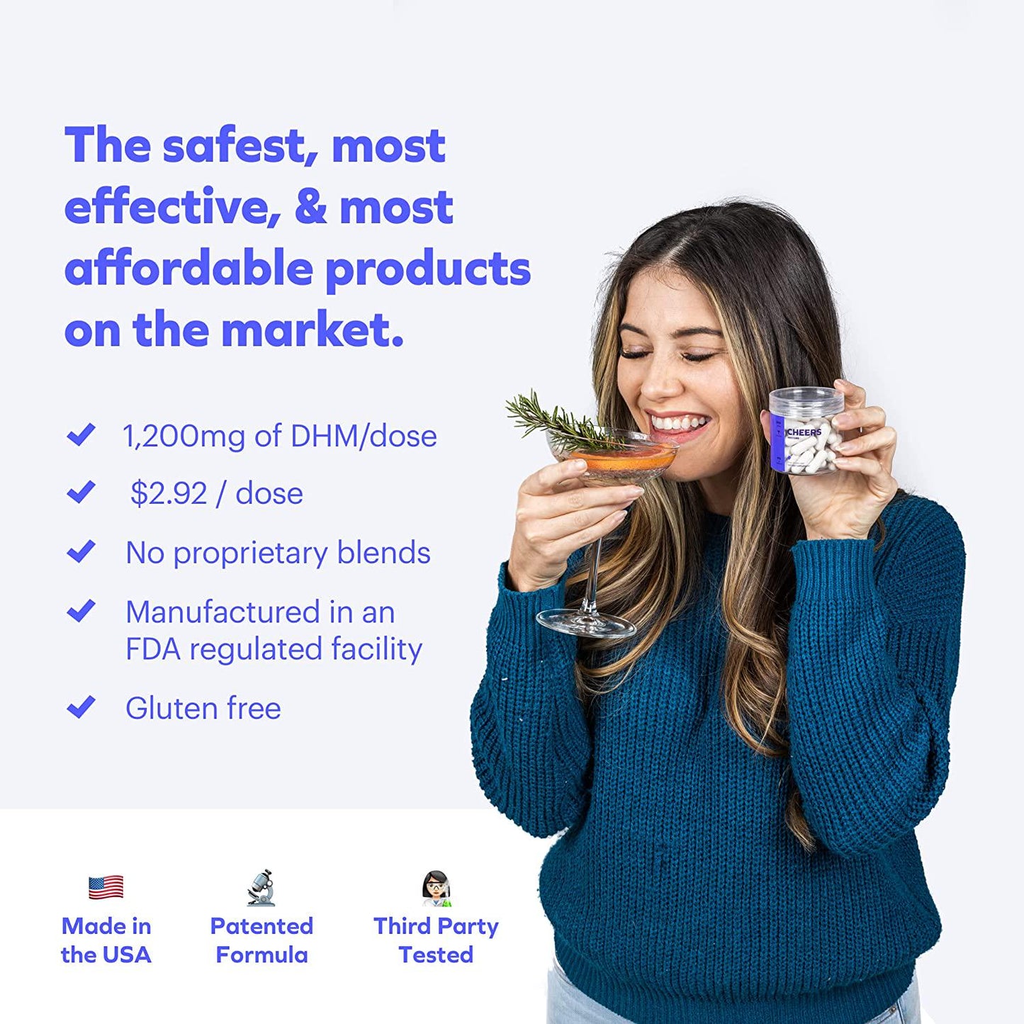 Cheers Restore Dihydromyricetin (DHM) Supplement - Reduces GABAa Rebound, Supports The Liver, Increases Acetaldehyde Metabolism. Feel Great After Drinking. (12 Doses)