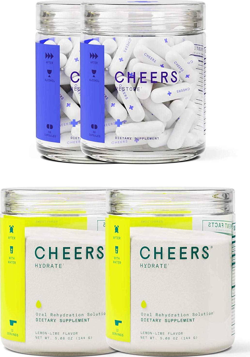 Cheers Restore and Hydrate Combo | for Fast Liver Detox and Rehydration. Feel Great After Drinking and Replenish with Our Electrolyte Formula (Double)